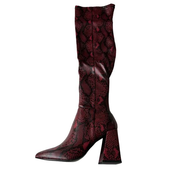 Steve Madden Boots Experience Red Snake Faux Leather Tall Boot Women's Size 5.5 - Picture 1 of 10